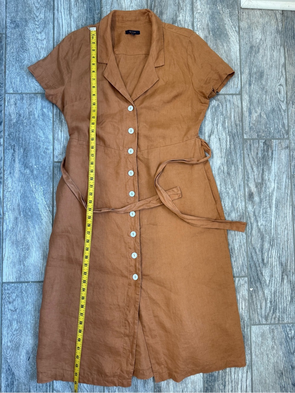 Quince linen button front dress Terracotta SzM - Picture 12 of 14